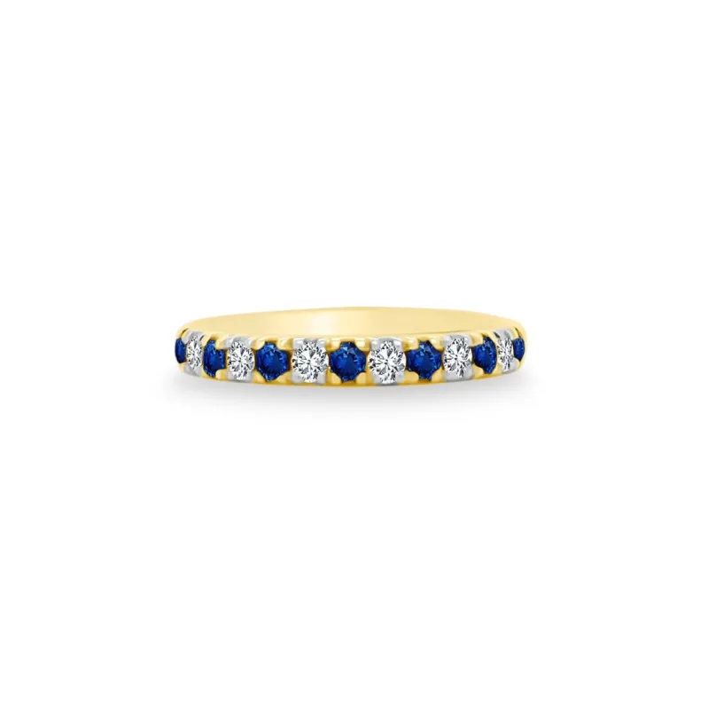 Gemstone and Diamond Halfway Band sold by LINDSEY LEIGH JEWELRY