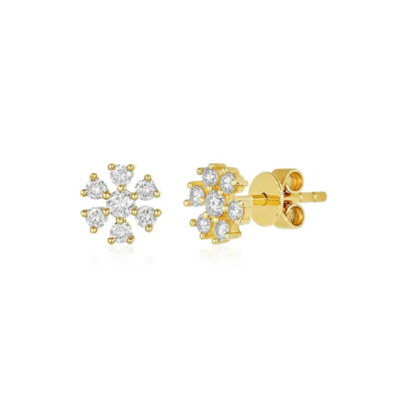 Small Diamond Flower Studs sold by LINDSEY LEIGH JEWELRY