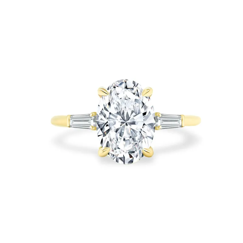 Oval Cut with Tapered Baguette Cut Side Stones sold by LINDSEY LEIGH JEWELRY