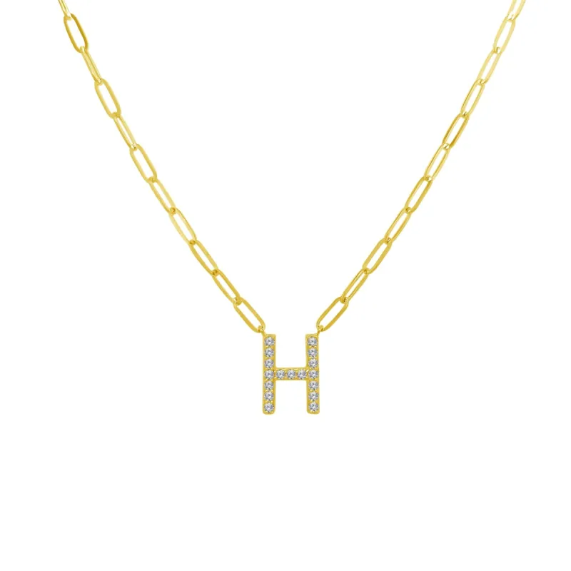 Diamond Initial Paper Clip Necklace sold by LINDSEY LEIGH JEWELRY
