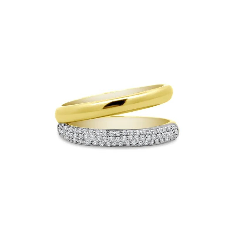 Gold & Pave Split Band sold by LINDSEY LEIGH JEWELRY