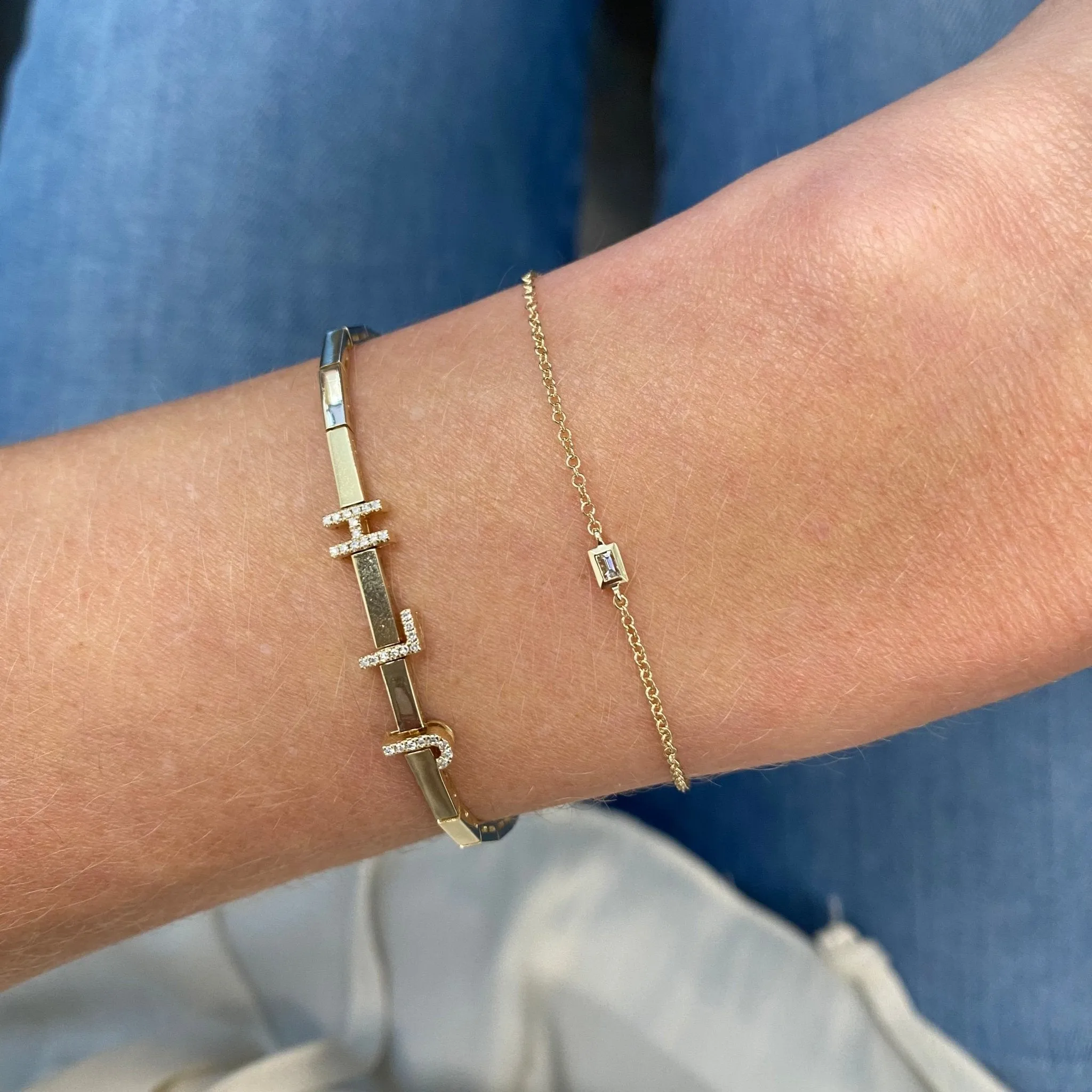 Diamond Baguette Bracelet sold by LINDSEY LEIGH JEWELRY product image thumbnail 2