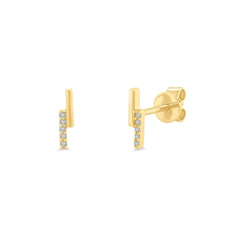 Gold & Pave Double Bar Stud sold by LINDSEY LEIGH JEWELRY