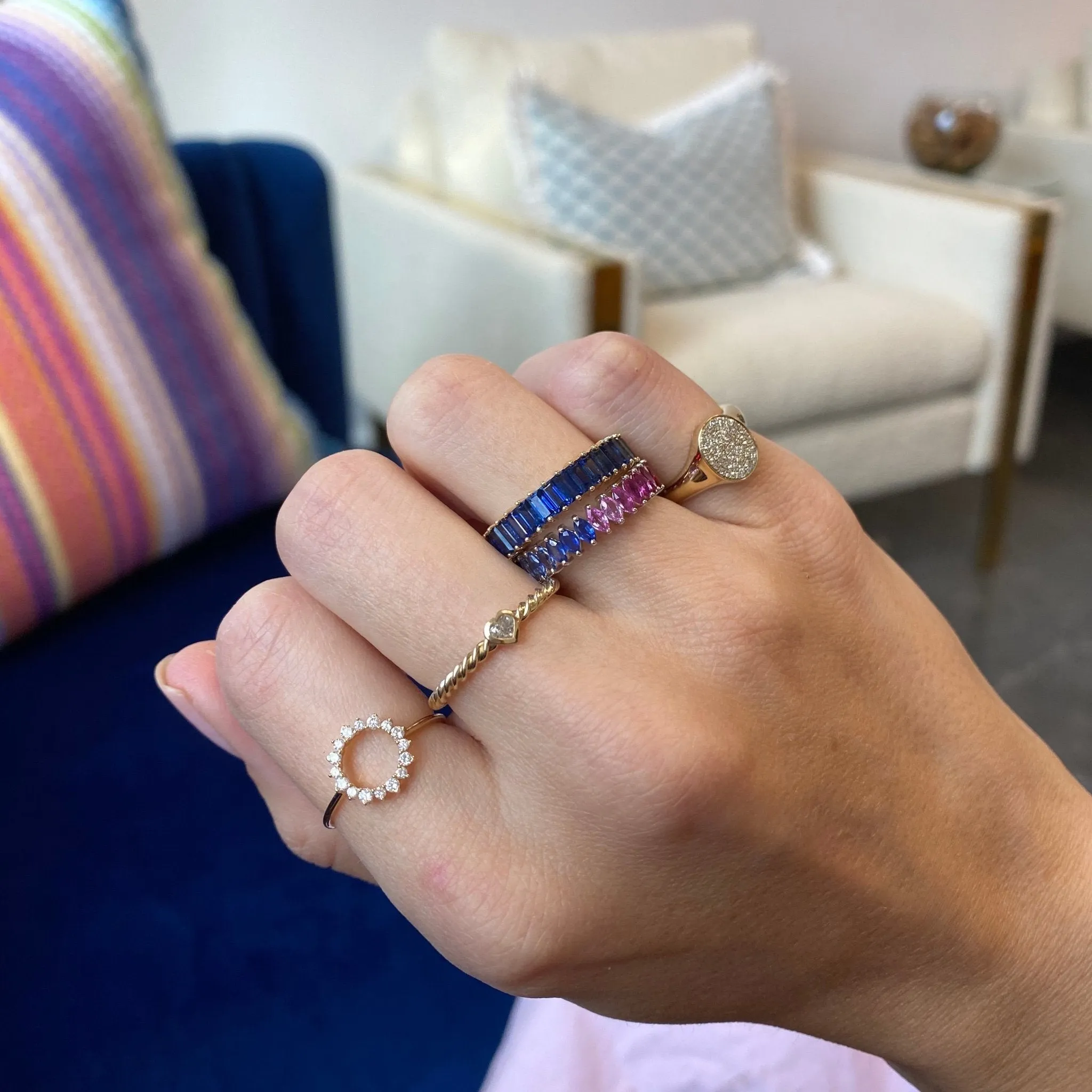 Diamond Open Circle Ring sold by LINDSEY LEIGH JEWELRY product image thumbnail 4