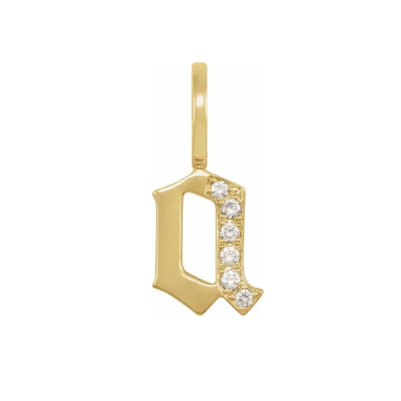 Gothic Diamond Initial Charm sold by LINDSEY LEIGH JEWELRY