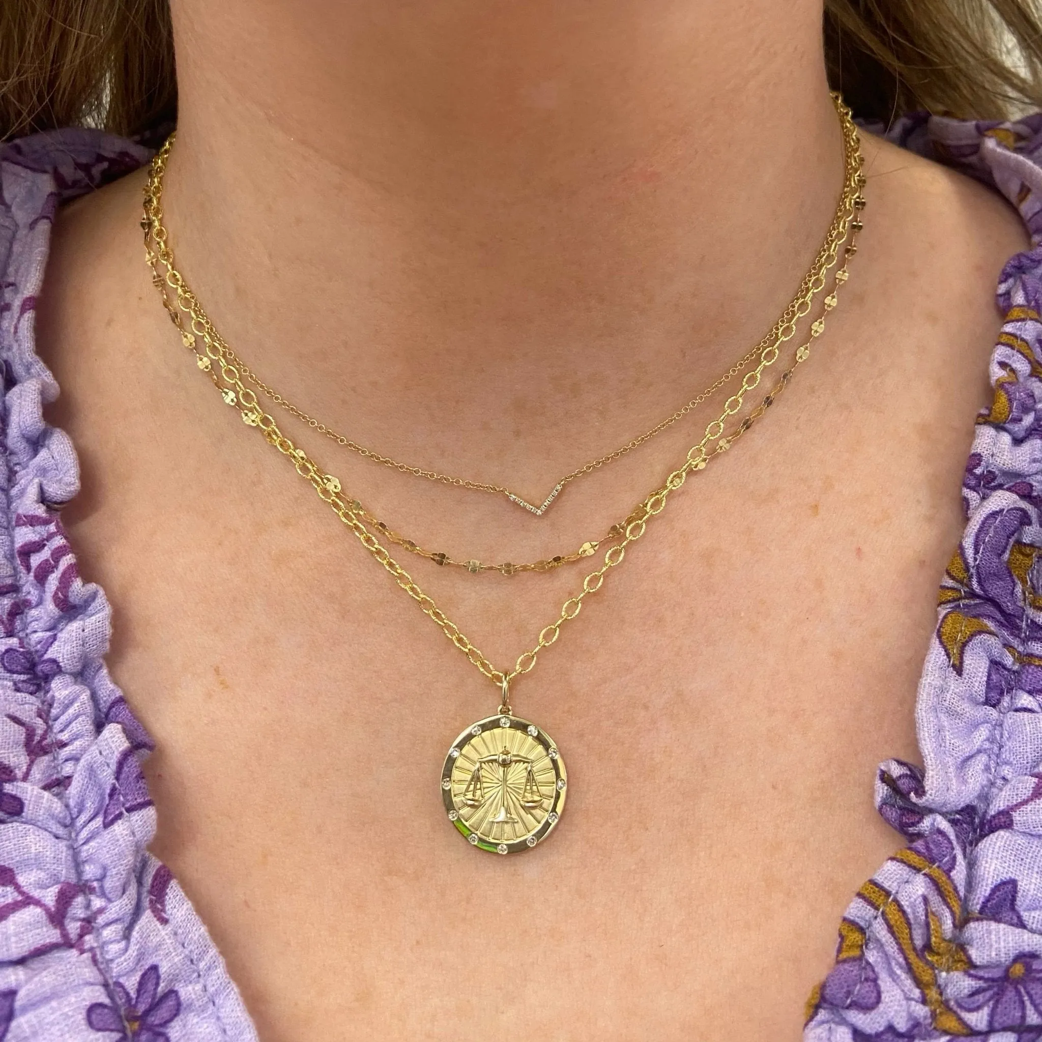 Zodiac Disc Necklace sold by LINDSEY LEIGH JEWELRY product image thumbnail 2