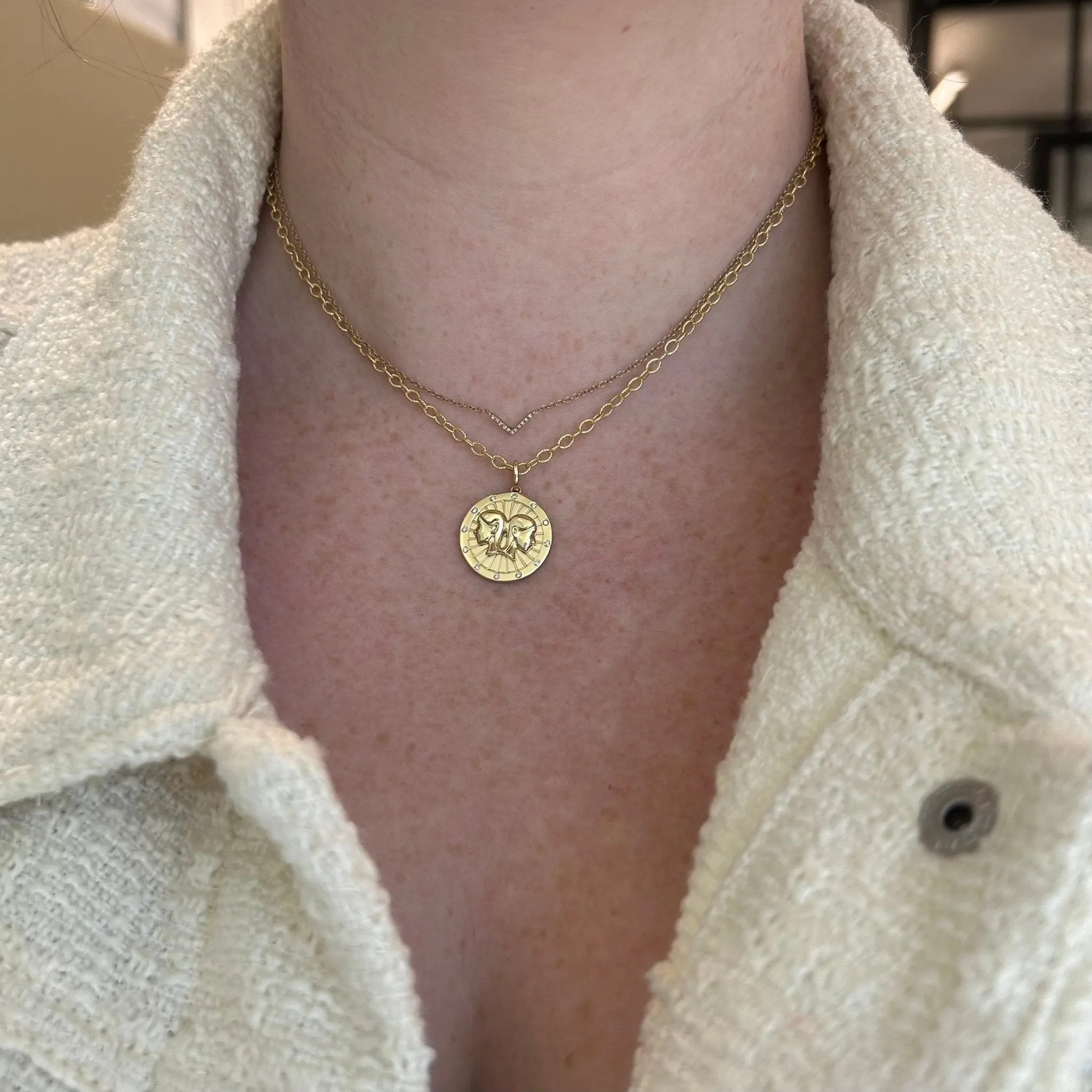 Zodiac Disc Necklace sold by LINDSEY LEIGH JEWELRY product image thumbnail 4