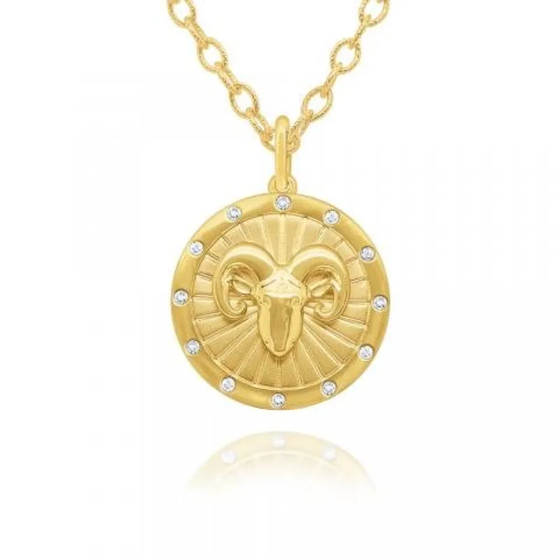Zodiac Disc Necklace sold by LINDSEY LEIGH JEWELRY