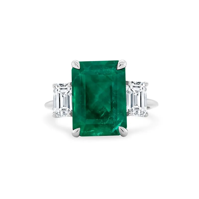 Emerald with Emerald Cut Side Stones sold by LINDSEY LEIGH JEWELRY