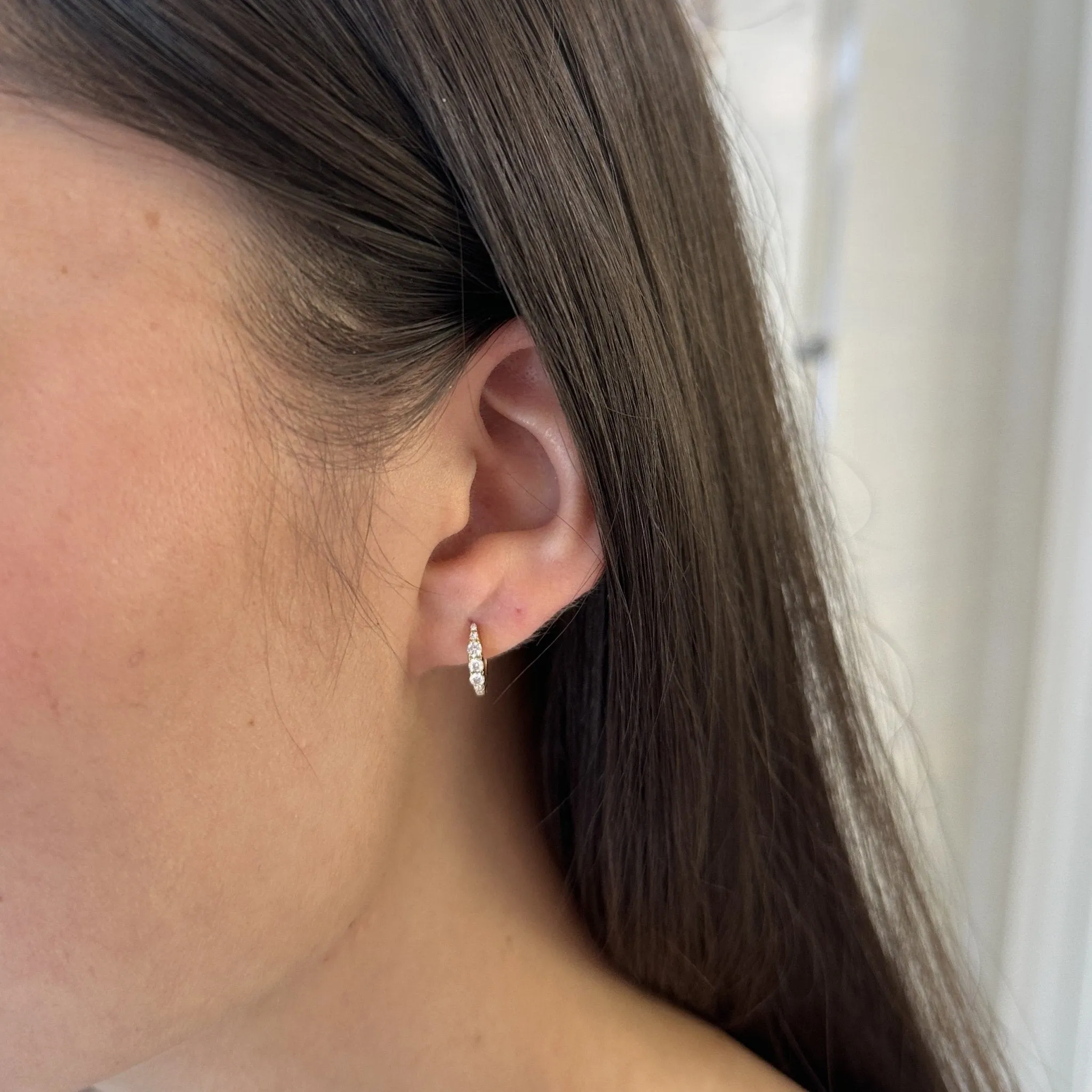 Petite Graduated Diamond Huggies sold by LINDSEY LEIGH JEWELRY product image thumbnail 2