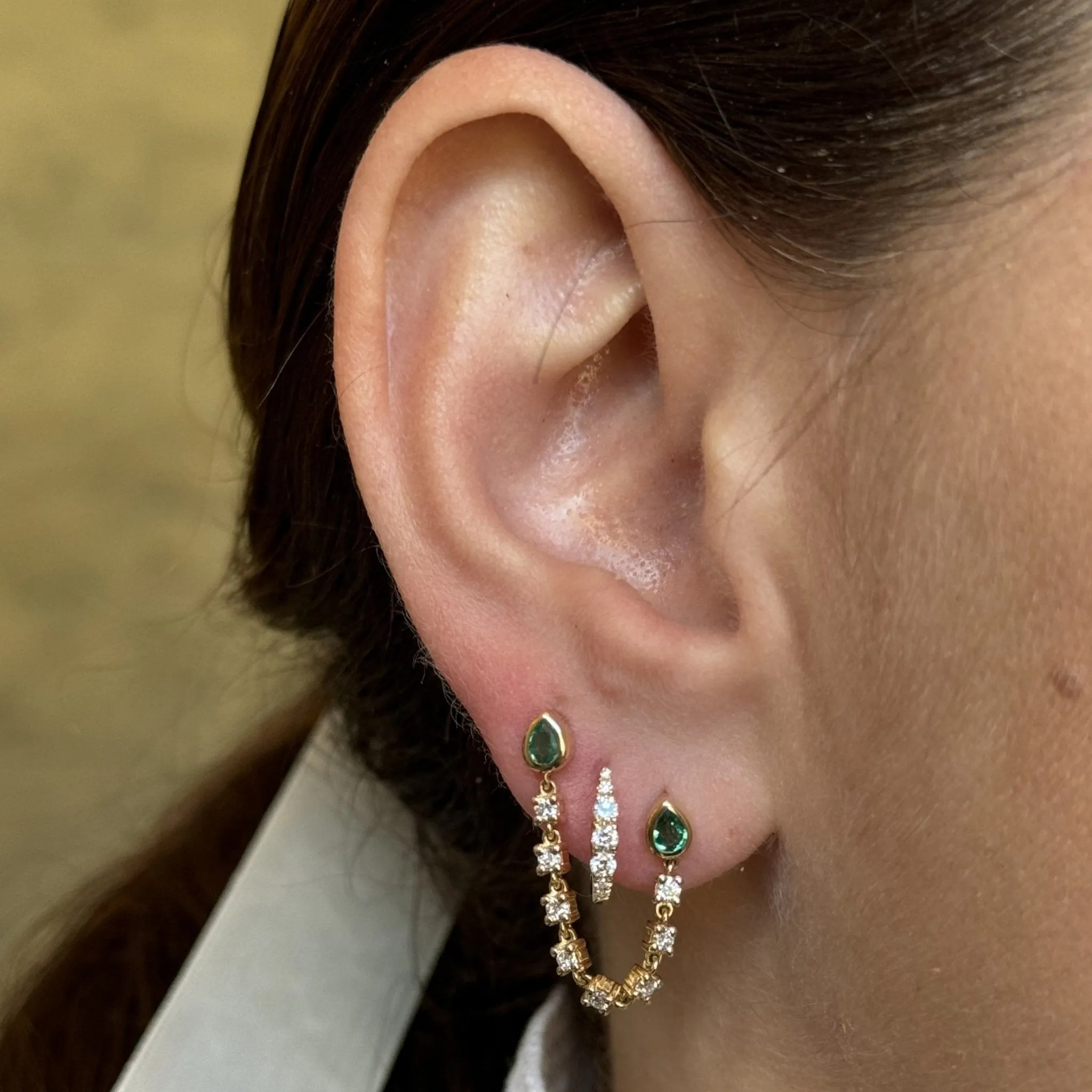 Petite Graduated Diamond Huggies sold by LINDSEY LEIGH JEWELRY product image thumbnail 3