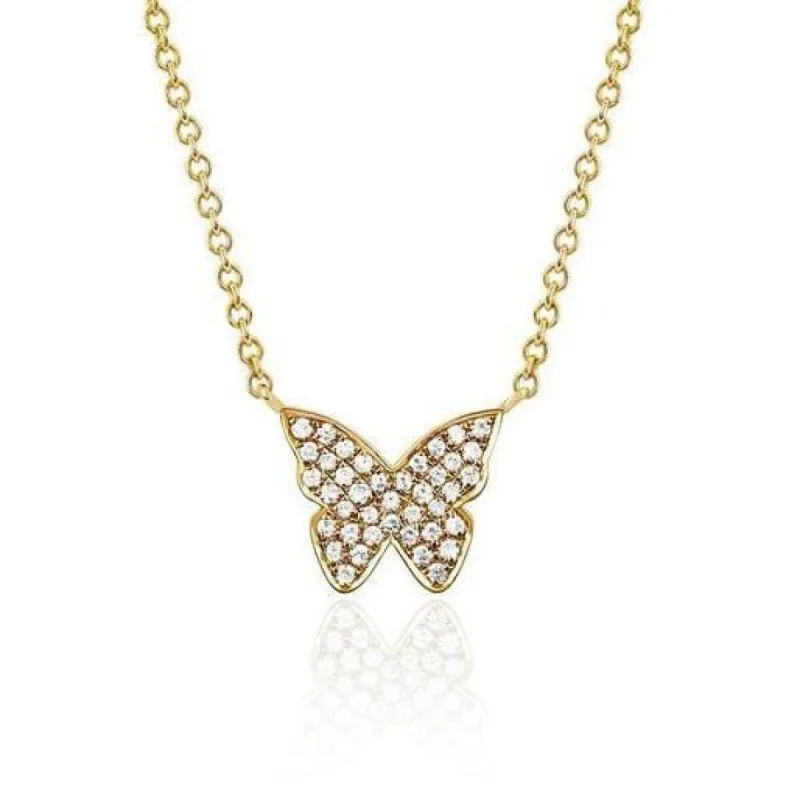 Pave Butterfly Necklace sold by LINDSEY LEIGH JEWELRY