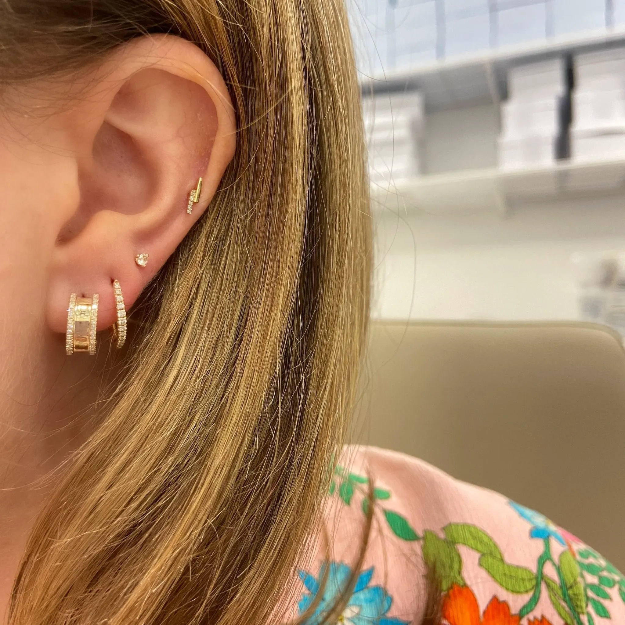 Diamond Border Huggies sold by LINDSEY LEIGH JEWELRY product image thumbnail 4