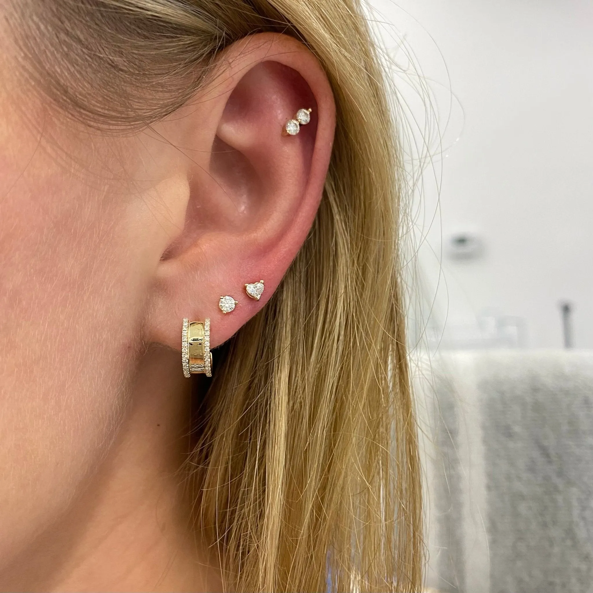 Diamond Border Huggies sold by LINDSEY LEIGH JEWELRY product image thumbnail 2