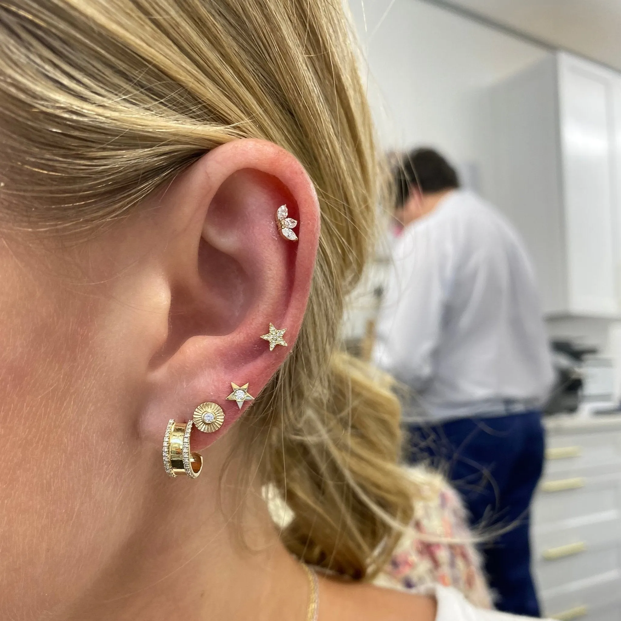 Diamond Border Huggies sold by LINDSEY LEIGH JEWELRY product image thumbnail 3