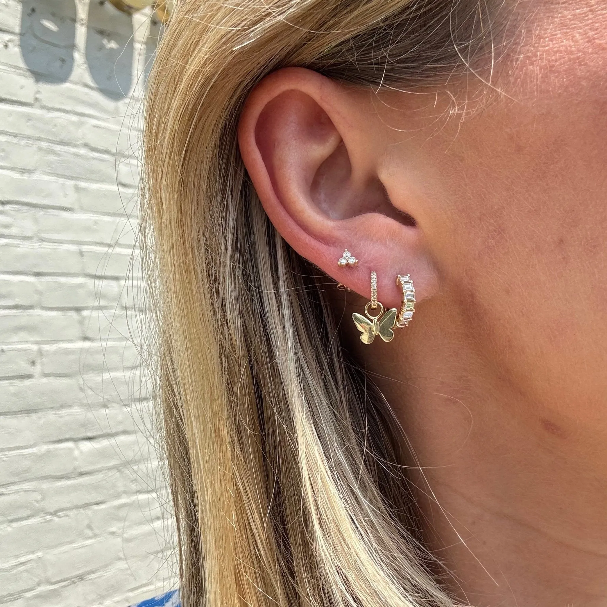 Gold Butterfly Huggie Charm sold by LINDSEY LEIGH JEWELRY product image thumbnail 2