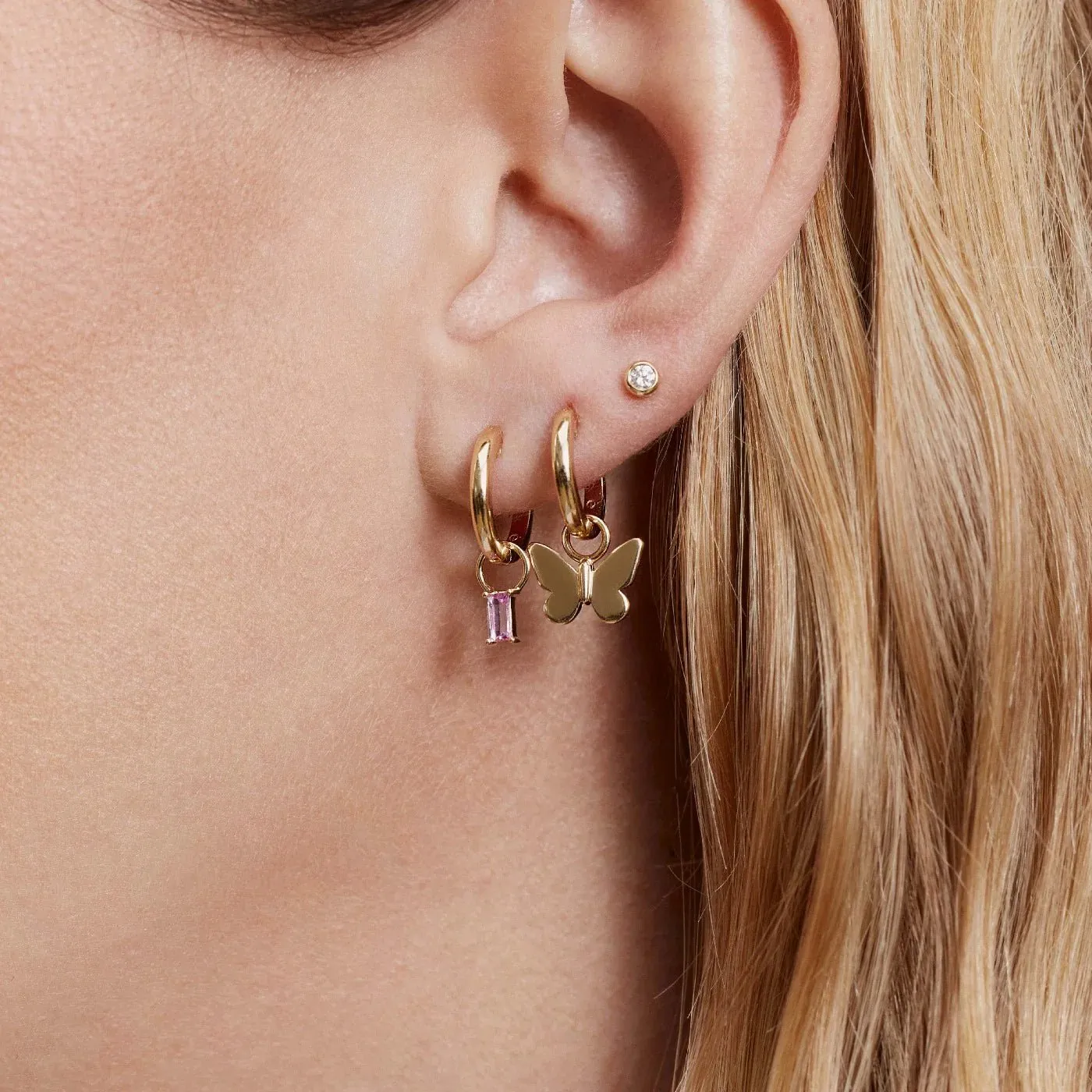 Gold Butterfly Huggie Charm sold by LINDSEY LEIGH JEWELRY product image thumbnail 3