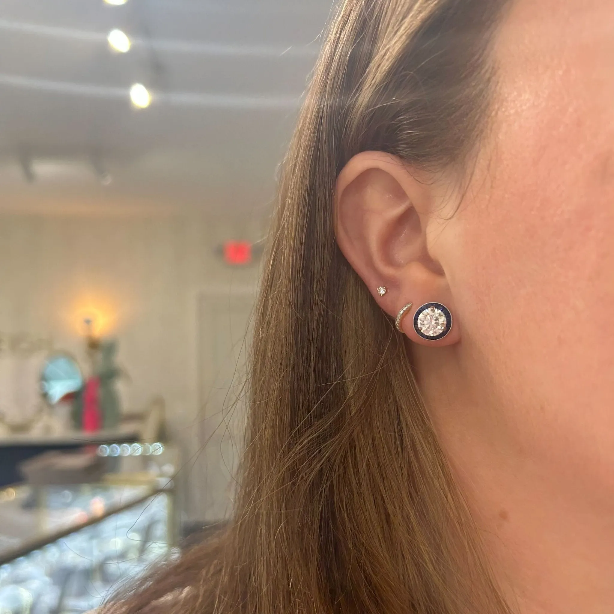 Diamond Studs with Gemstone Jackets sold by LINDSEY LEIGH JEWELRY product image thumbnail 3