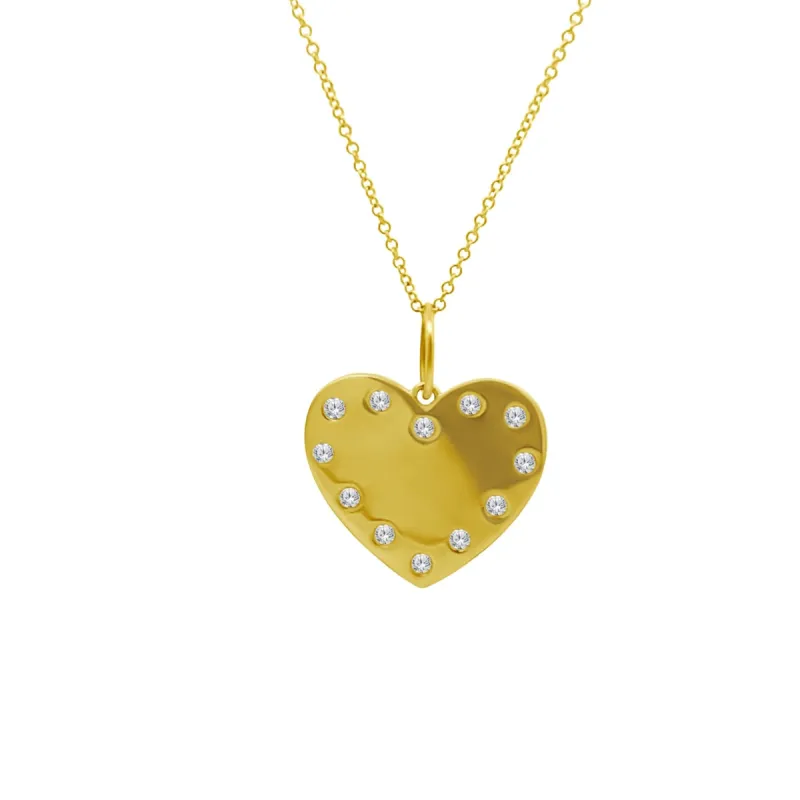 Diamond Inlay Heart Charm sold by LINDSEY LEIGH JEWELRY