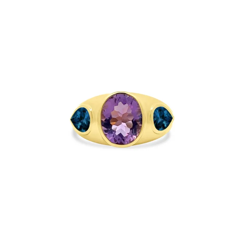 Large Gemstone Inlay Ring sold by LINDSEY LEIGH JEWELRY