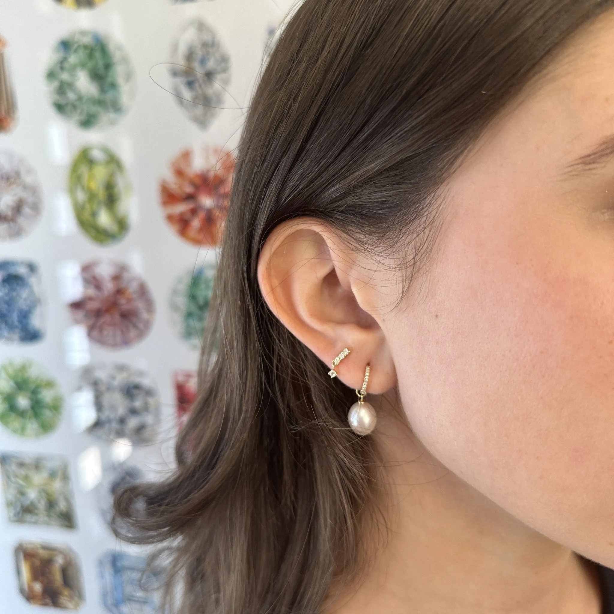 Diamond Bar Dangle Stud sold by LINDSEY LEIGH JEWELRY product image thumbnail 5