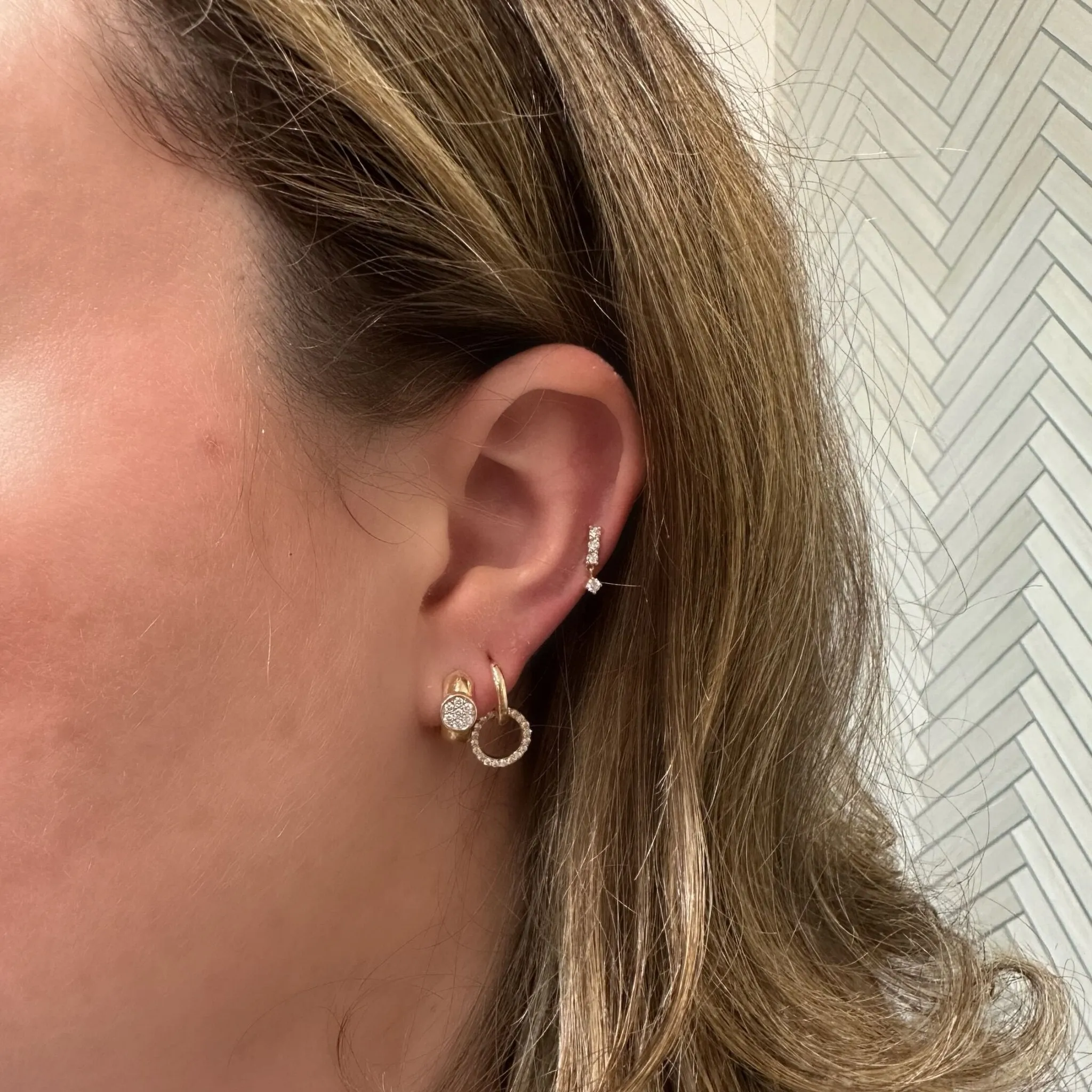 Diamond Bar Dangle Stud sold by LINDSEY LEIGH JEWELRY product image thumbnail 4