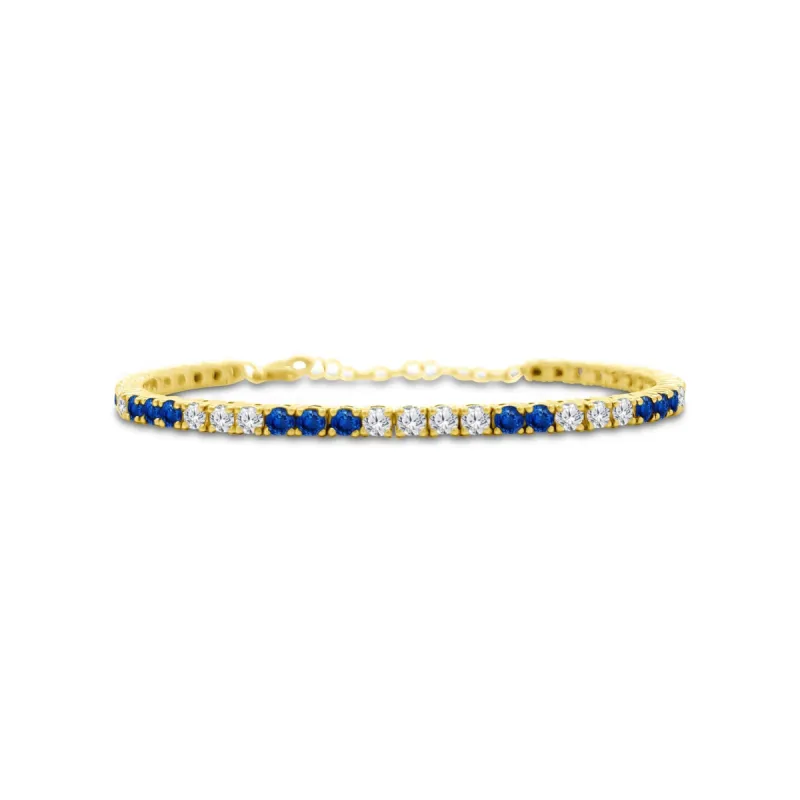 Scattered Gemstone & Diamond Tennis Bracelet sold by LINDSEY LEIGH JEWELRY