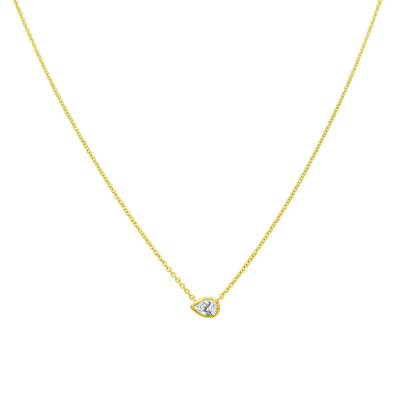 Pear Diamond Bezel Necklace sold by LINDSEY LEIGH JEWELRY