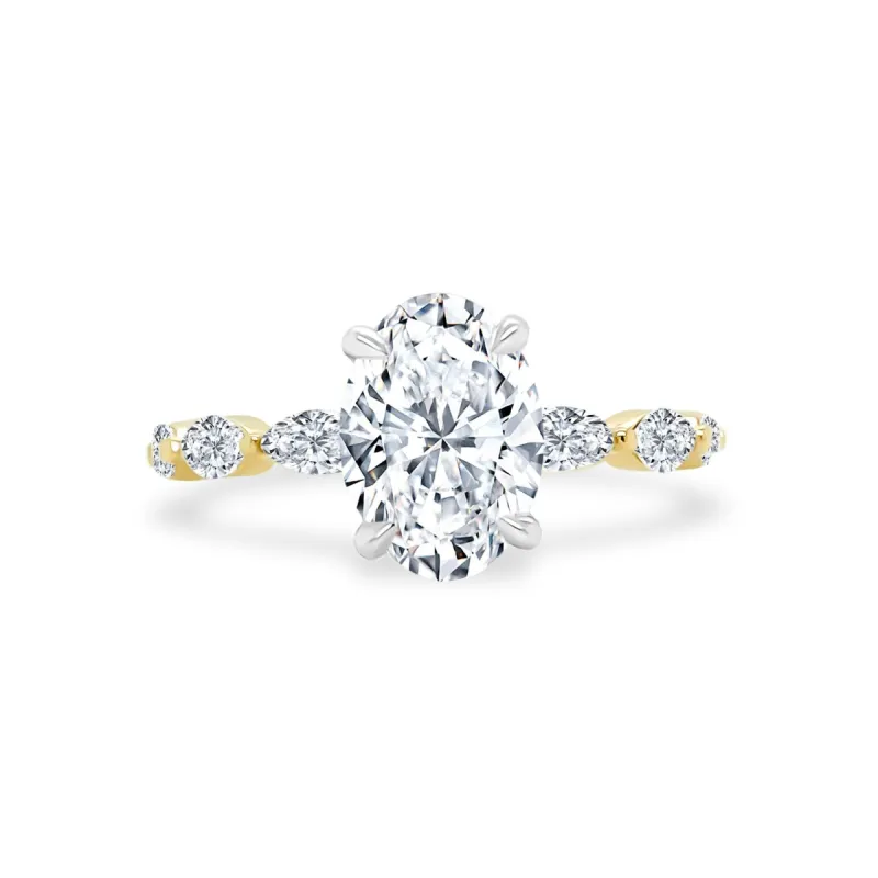 Oval Cut Solitaire on Marquise Cut Band sold by LINDSEY LEIGH JEWELRY