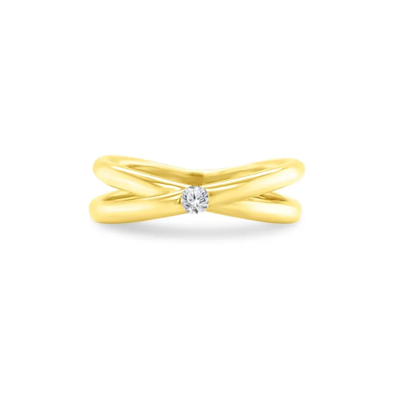 Single Diamond Cross Over Ring sold by LINDSEY LEIGH JEWELRY