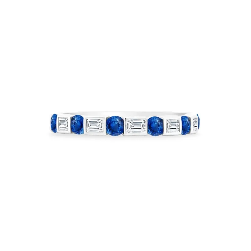 Alternating Round and Baguette Bezel Band sold by LINDSEY LEIGH JEWELRY