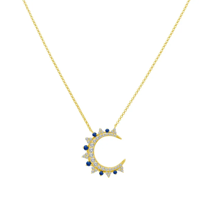 Gemstone & Diamond Crescent Necklace sold by LINDSEY LEIGH JEWELRY