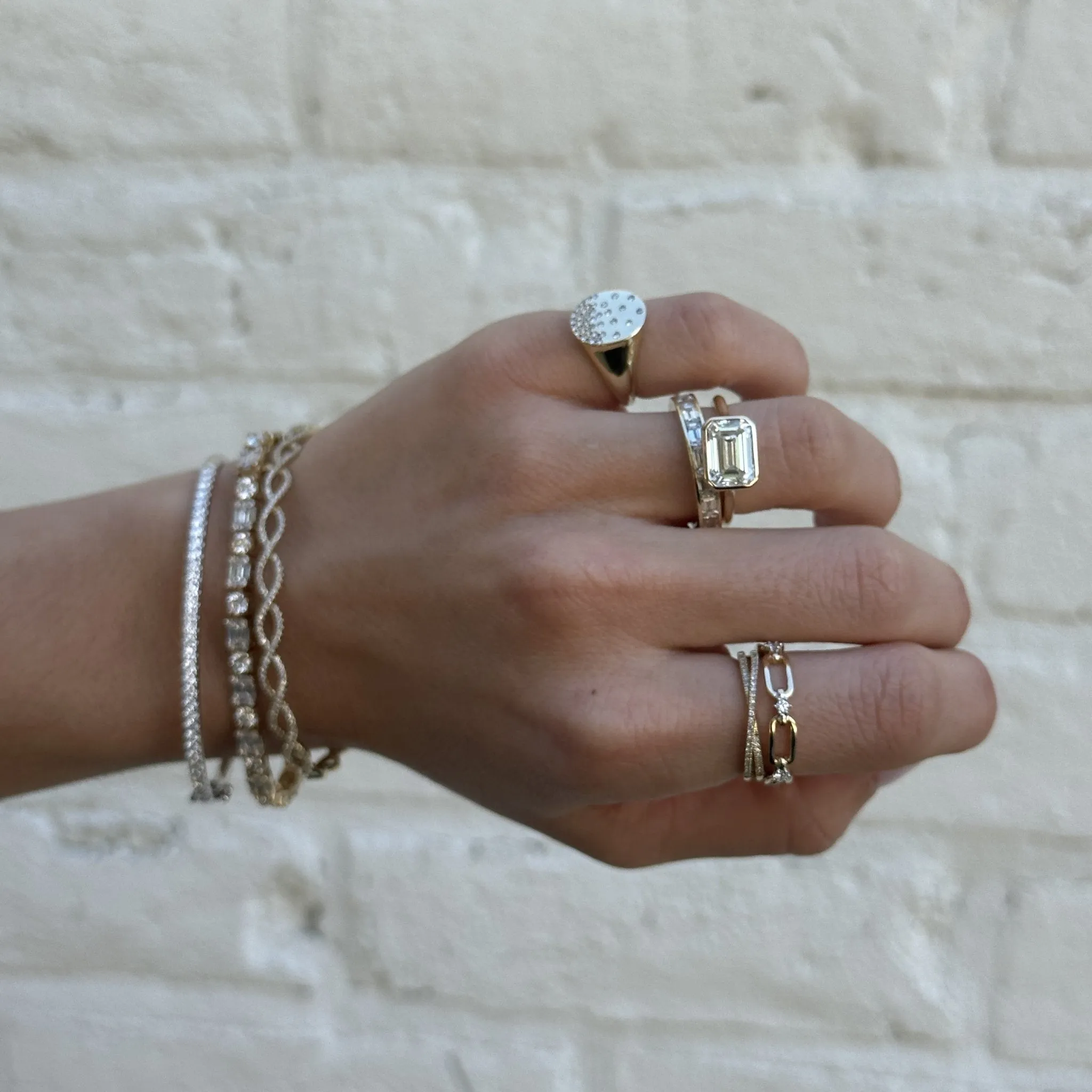 East West Bezel Set Emerald Cut Solitaire sold by LINDSEY LEIGH JEWELRY product image thumbnail 2