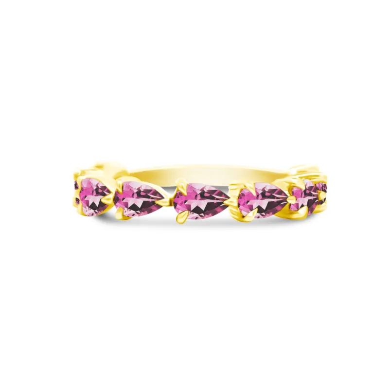 Large Pink Tourmaline Chasing Pear Band sold by LINDSEY LEIGH JEWELRY