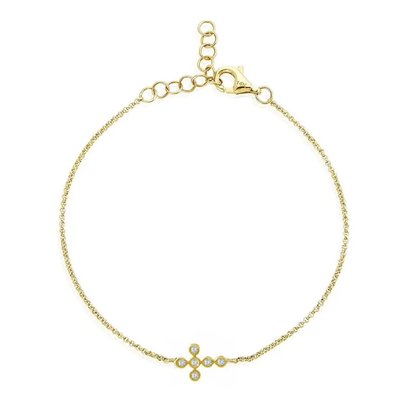 Bezel Diamond Cross Bracelet sold by LINDSEY LEIGH JEWELRY