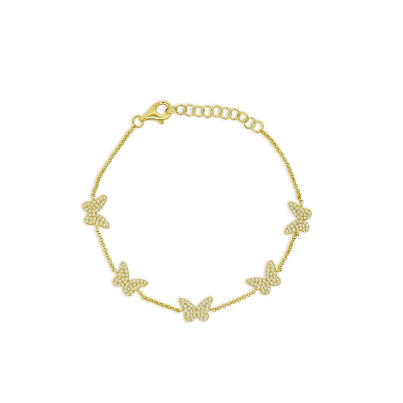Diamond Butterfly Station Bracelet sold by LINDSEY LEIGH JEWELRY