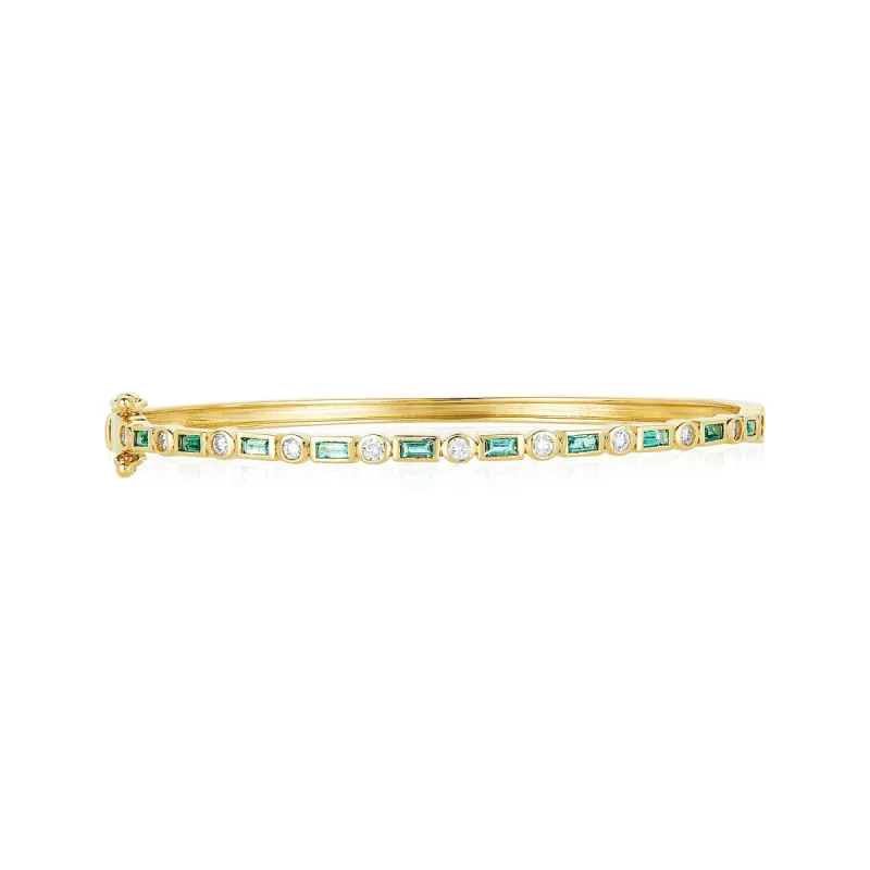 Emerald & Diamond Art Deco Bangle sold by LINDSEY LEIGH JEWELRY