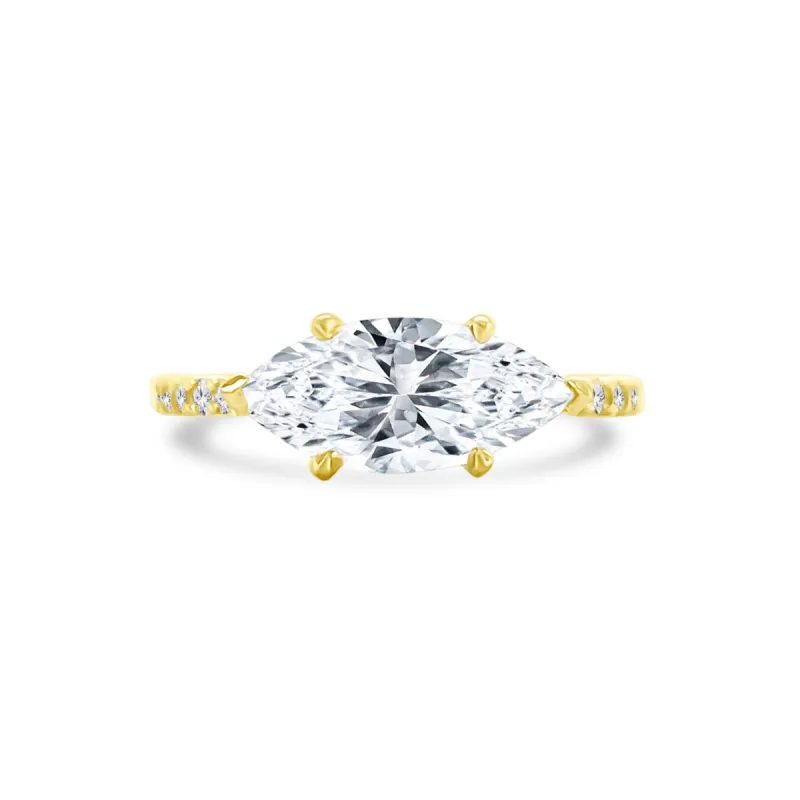 Marquise Cut Solitaire on Diamond Band sold by LINDSEY LEIGH JEWELRY