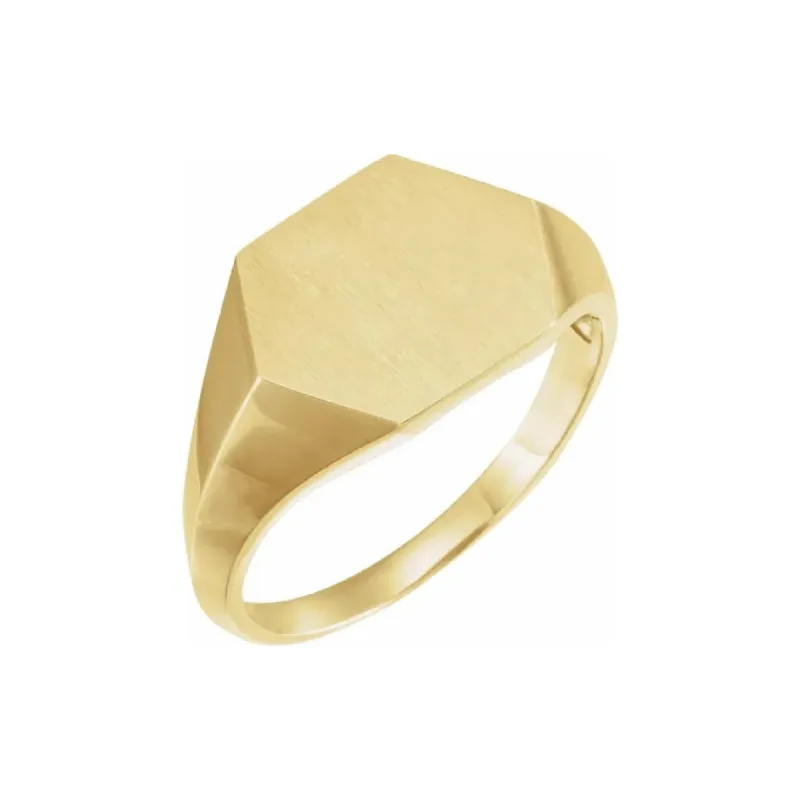 Men's Hexagon Signet Ring sold by LINDSEY LEIGH JEWELRY