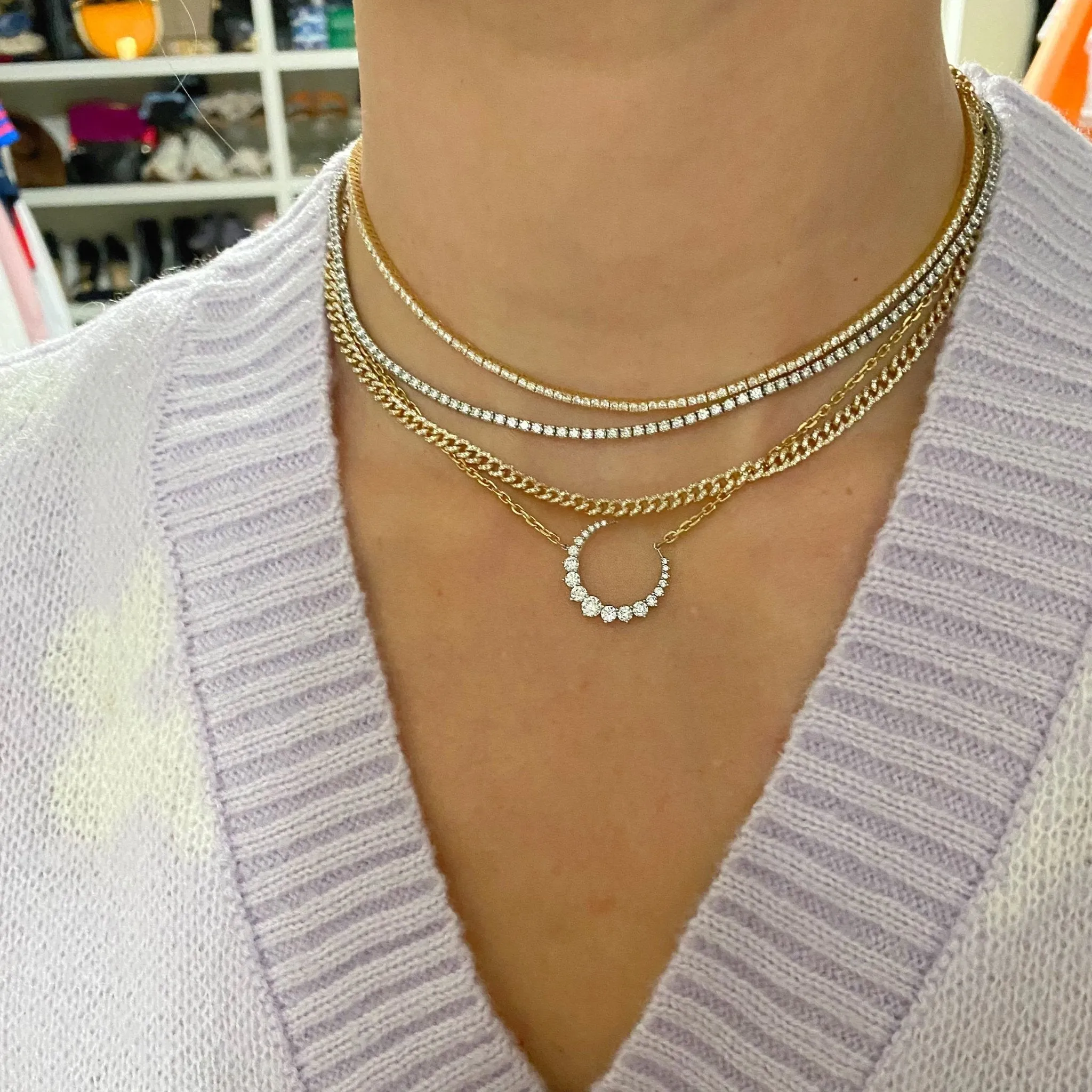 Graduated Crescent Diamond Necklace sold by LINDSEY LEIGH JEWELRY product image thumbnail 2