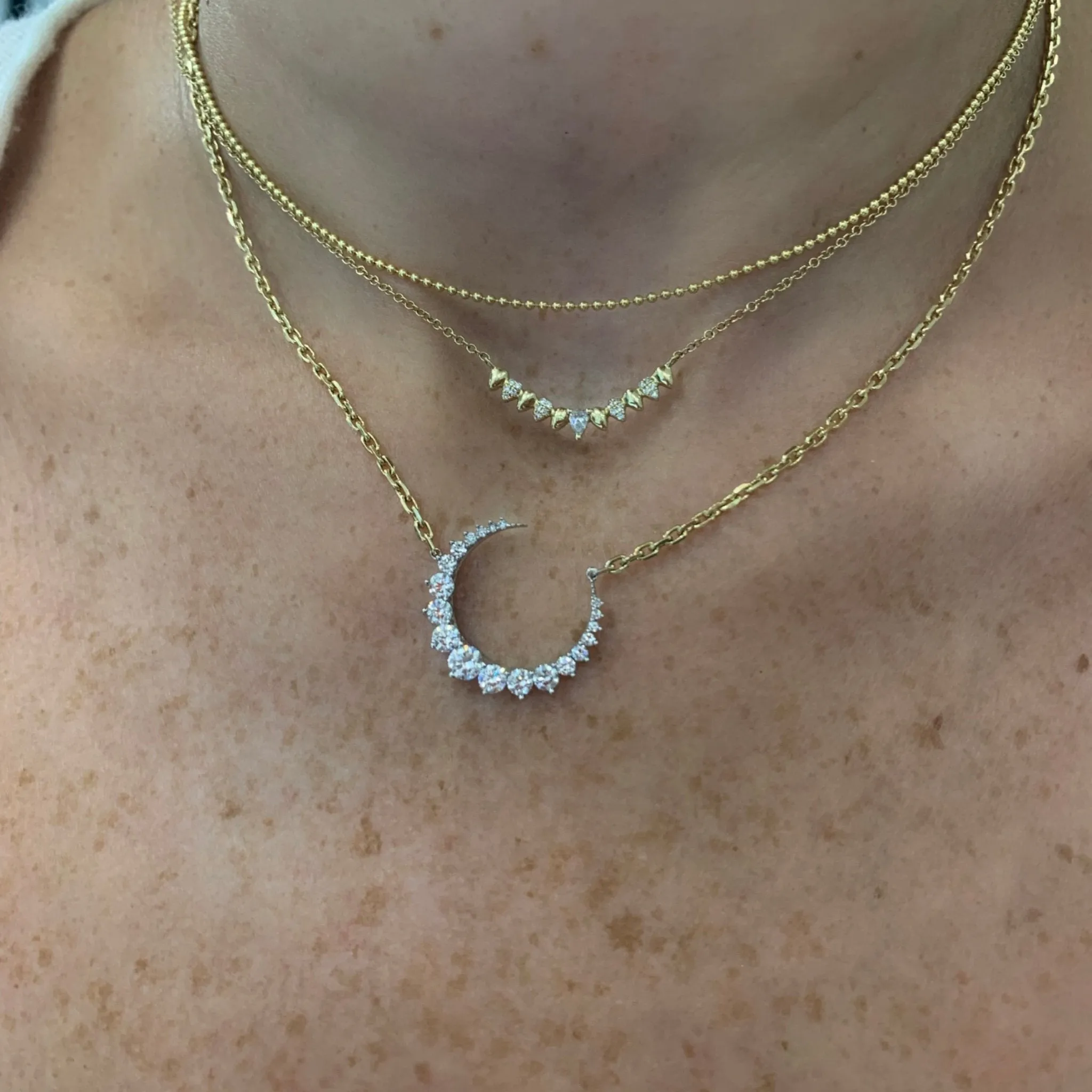 Graduated Crescent Diamond Necklace sold by LINDSEY LEIGH JEWELRY product image thumbnail 5