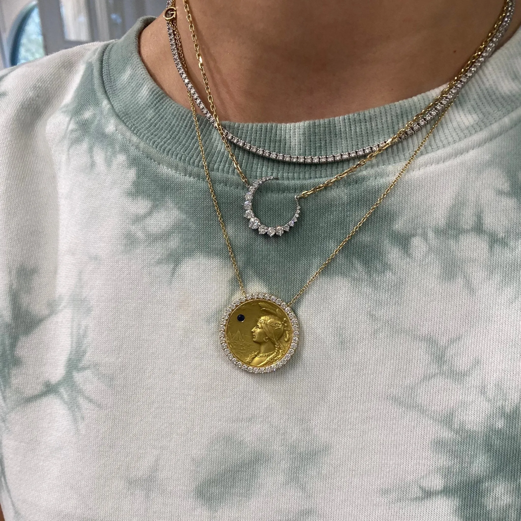 Graduated Crescent Diamond Necklace sold by LINDSEY LEIGH JEWELRY product image thumbnail 3