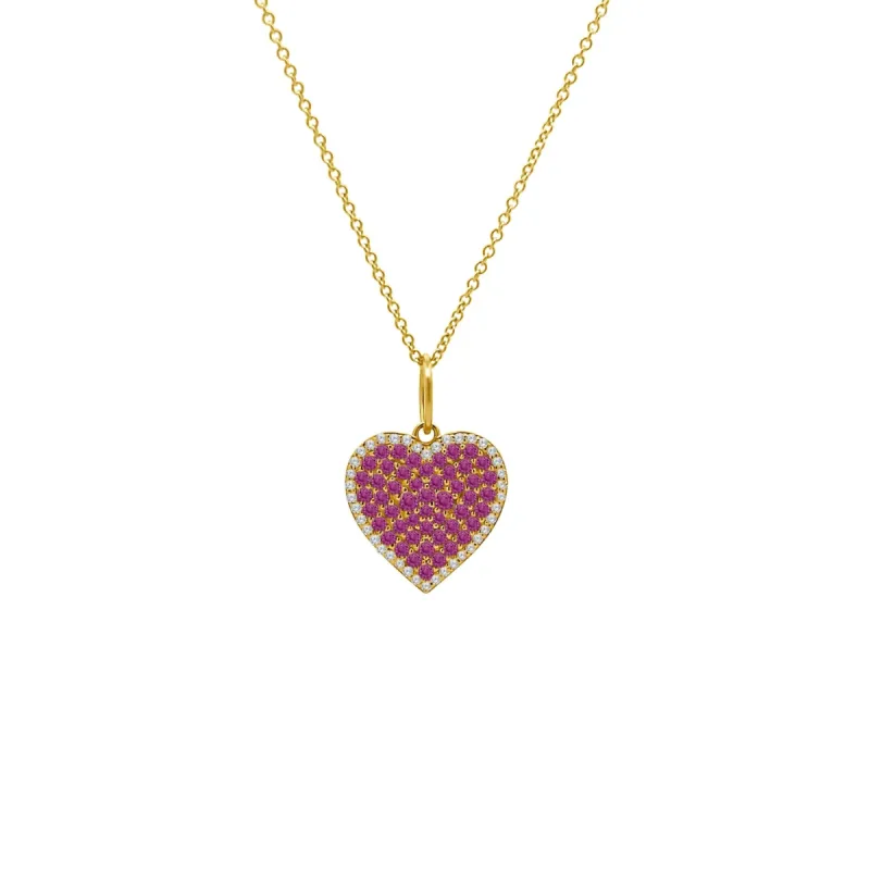 Pink Sapphire & Diamond Halo Heart Charm sold by LINDSEY LEIGH JEWELRY