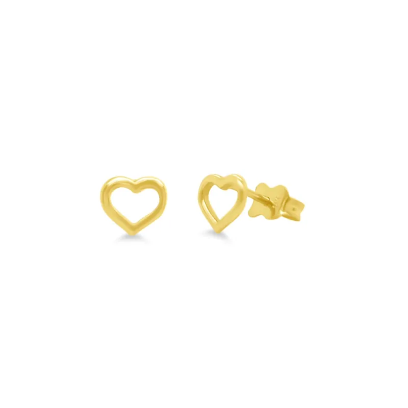 Gold Open Heart Studs sold by LINDSEY LEIGH JEWELRY