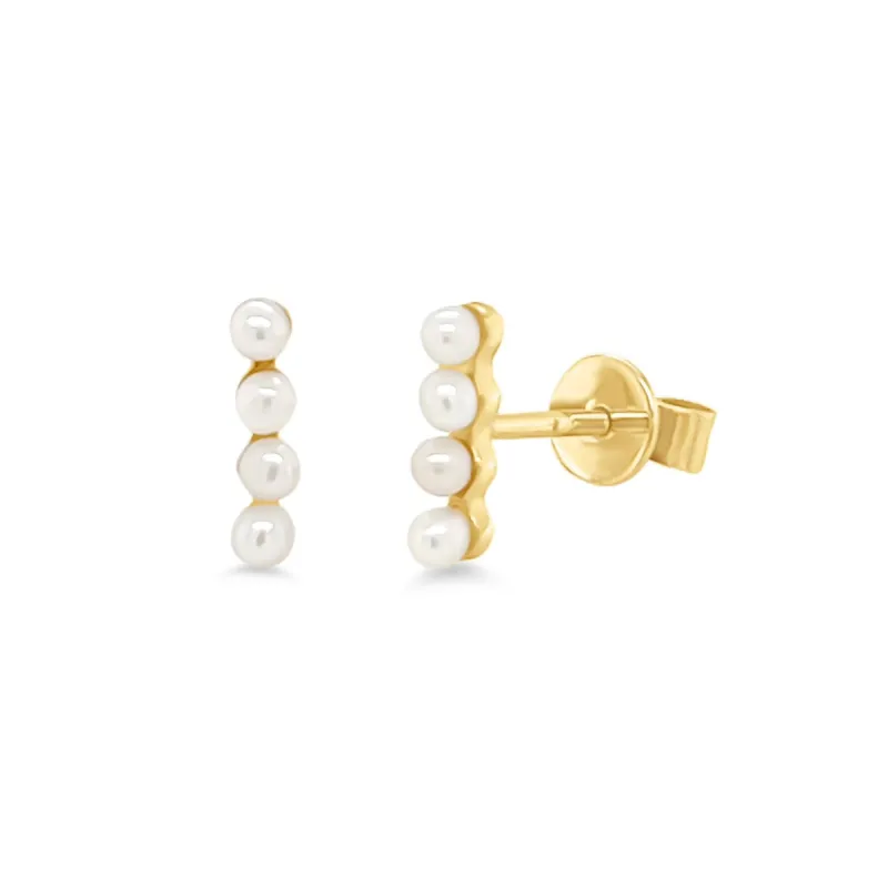 Mini Pearl Bar Studs sold by LINDSEY LEIGH JEWELRY