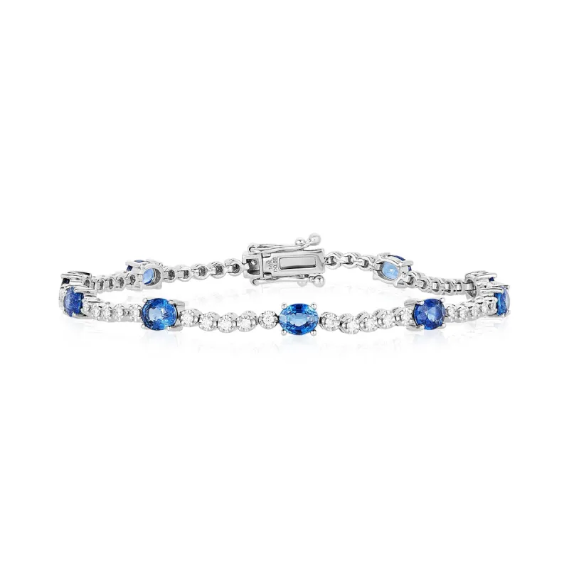 Sapphire and Diamond Tennis Bracelet sold by LINDSEY LEIGH JEWELRY