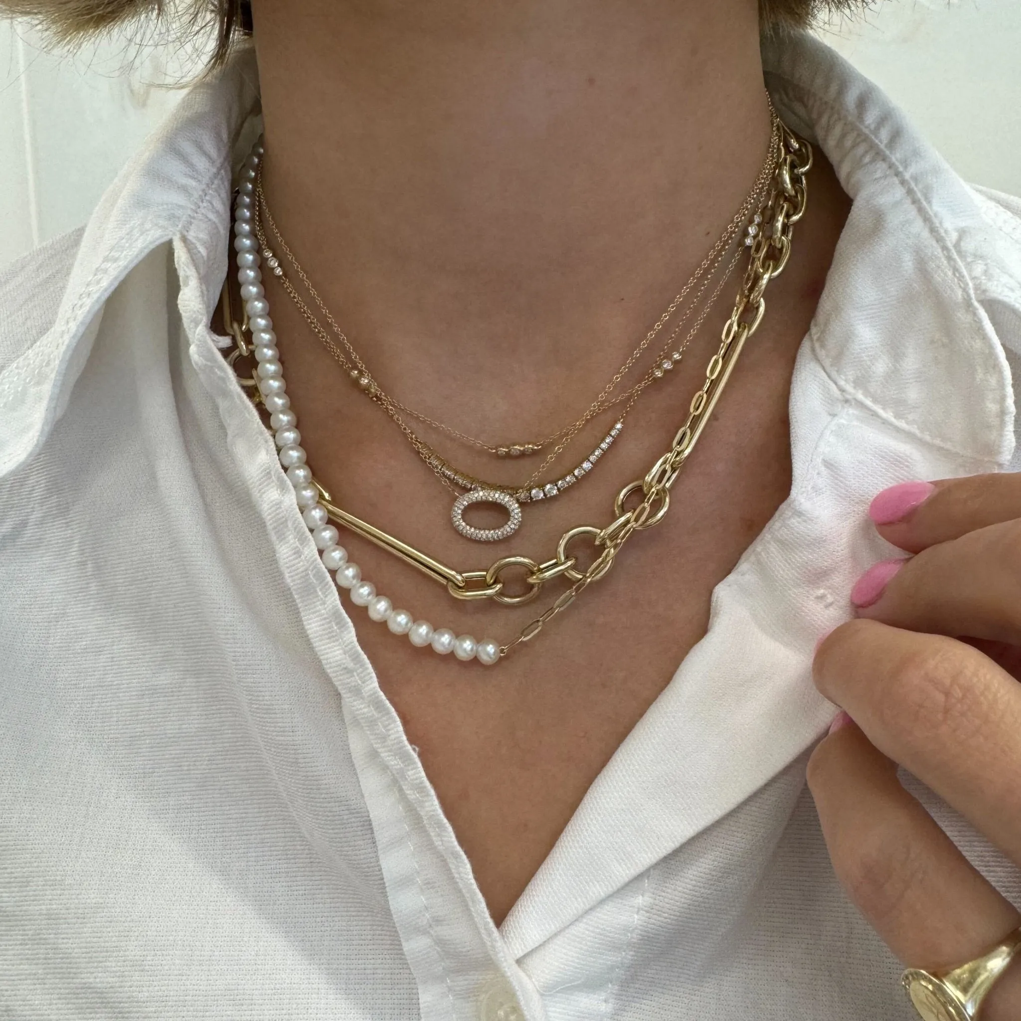 Paper Clip Pearl Necklace sold by LINDSEY LEIGH JEWELRY product image thumbnail 2