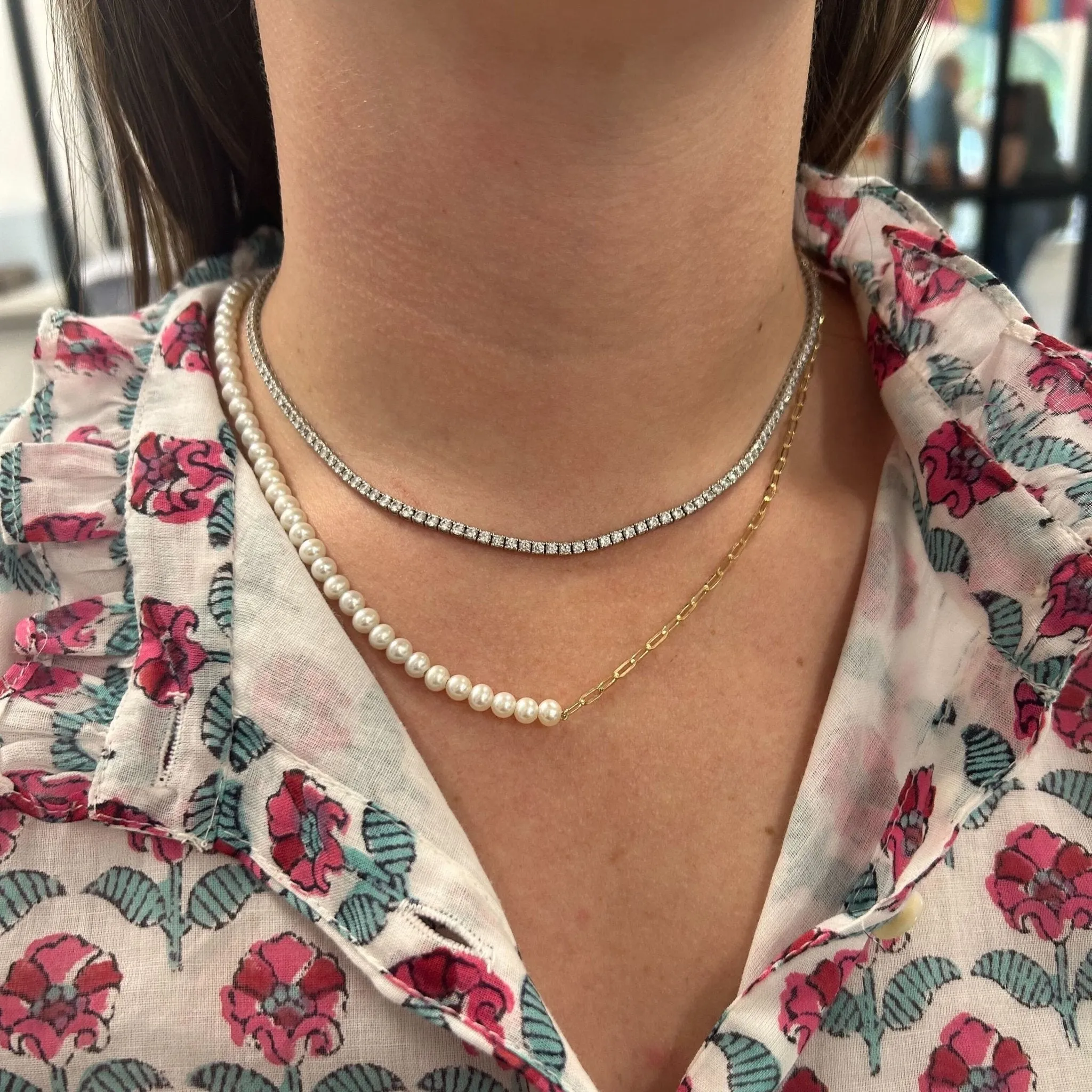 Paper Clip Pearl Necklace sold by LINDSEY LEIGH JEWELRY product image thumbnail 3