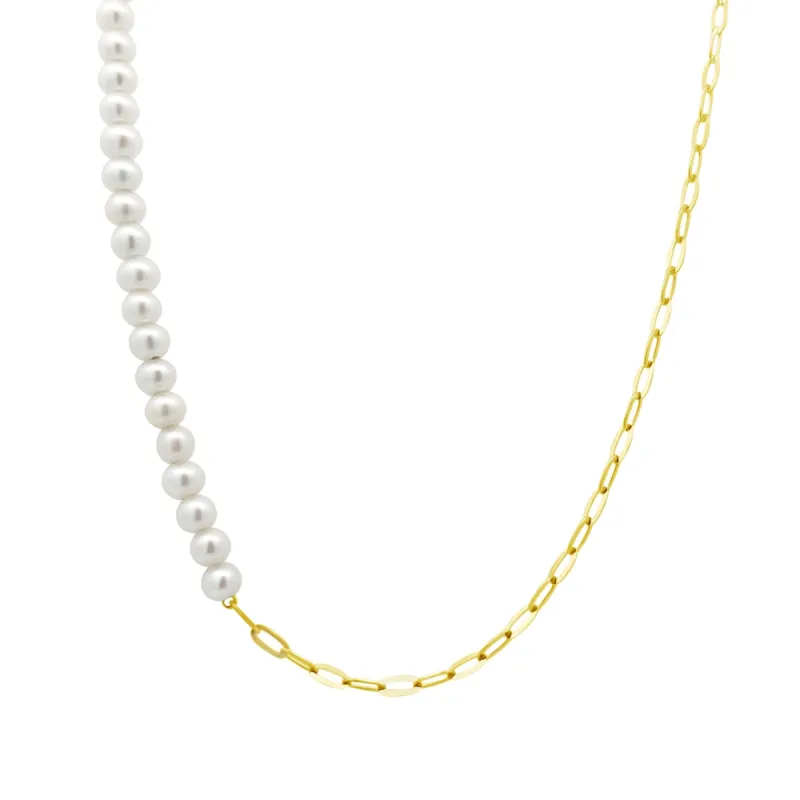 Paper Clip Pearl Necklace sold by LINDSEY LEIGH JEWELRY