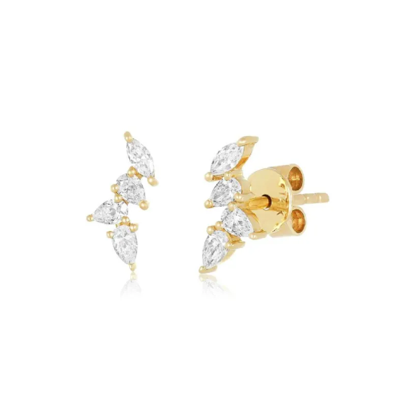 Scattered Pear & Marquise Diamond Studs sold by LINDSEY LEIGH JEWELRY